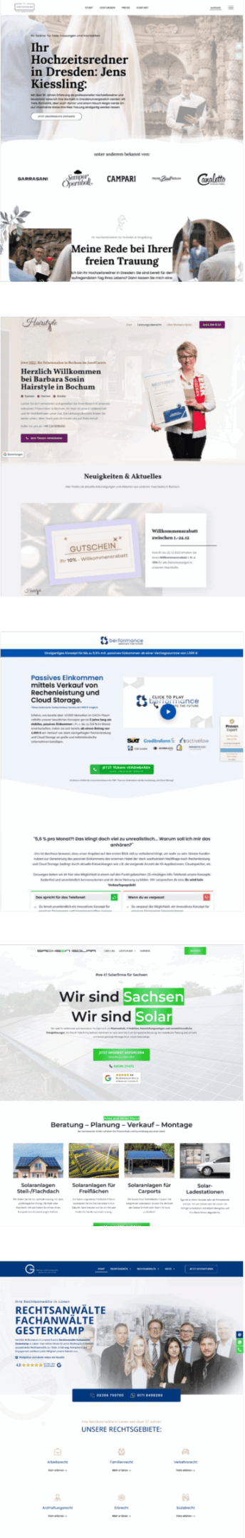 Kundenreferenzen-Webseiten Mockups