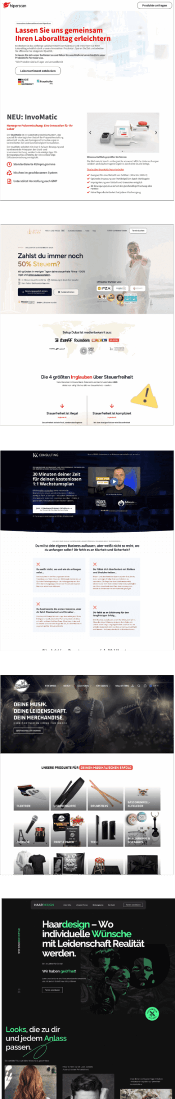 Kundenreferenzen-Webseiten Mockups