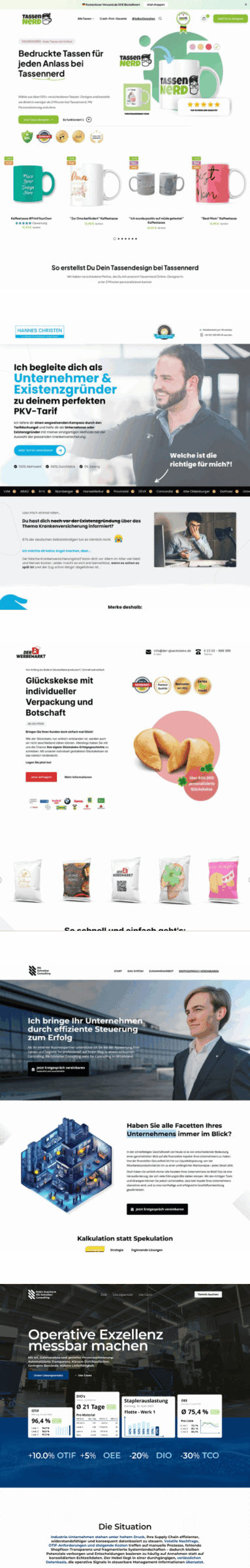Kundenreferenzen-Webseiten Mockups