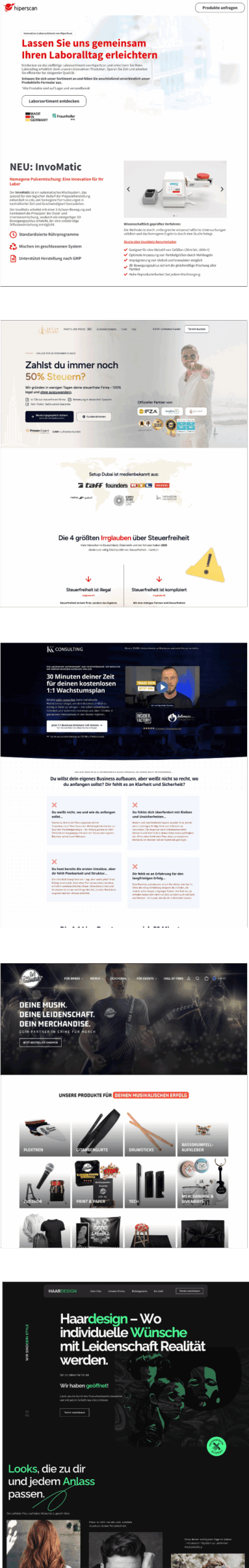 Kundenreferenzen-Webseiten Mockups